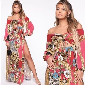 Maxi Dress Burgundy/Multi Color US XL